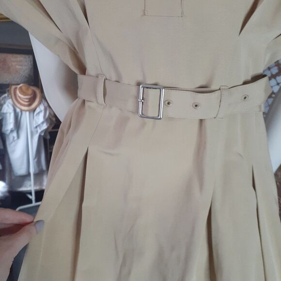 Zara Cotton Blend Elegant Tan Mini Dress - Picture 13 of 14